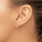 Stainless Steel Gold-Tone Polished Hinged Lab-Created Crystal Huggie Hoop Earrings