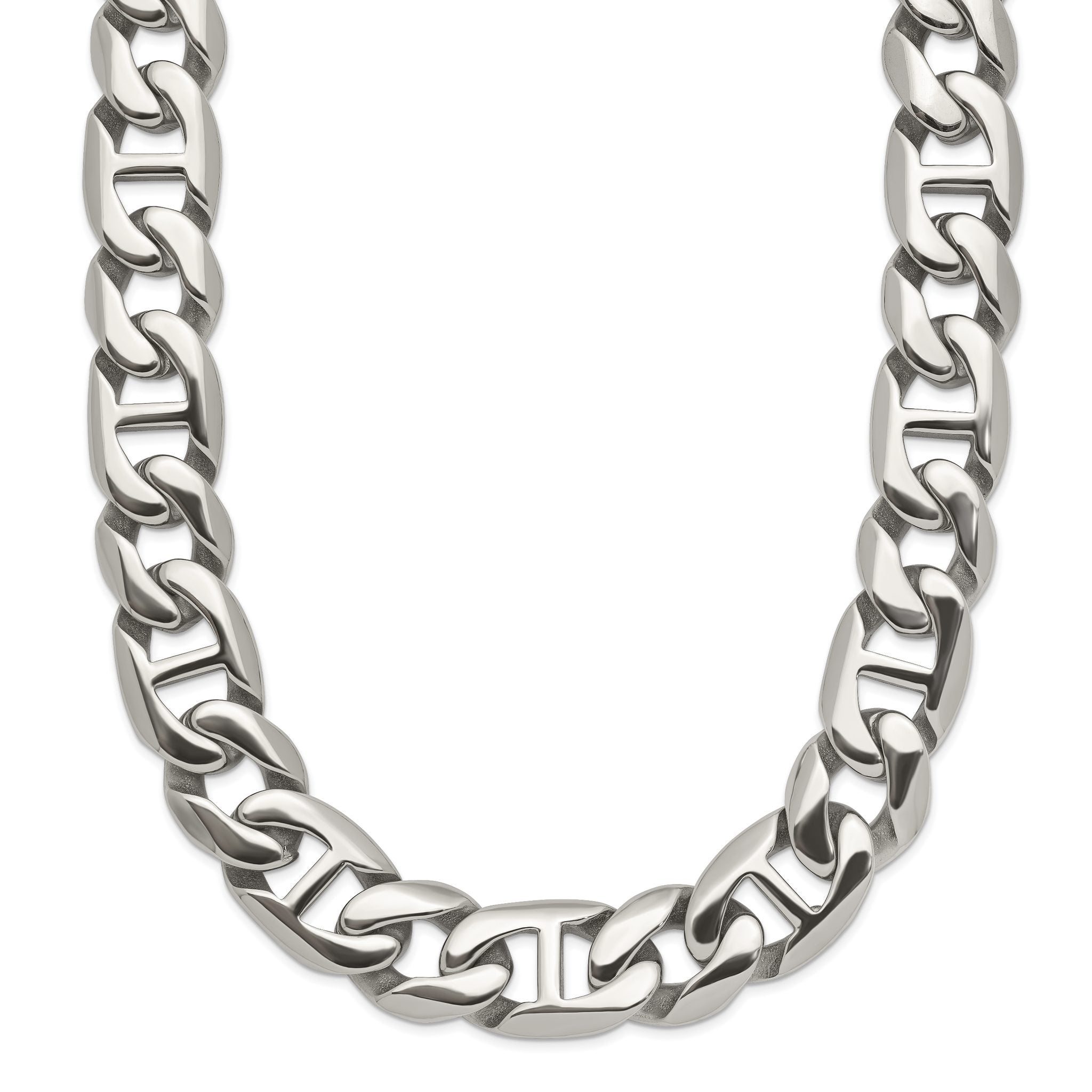 Sophia Jewelers Men's Polished Stainless Steel 24 Chain Necklace Gift-Ready