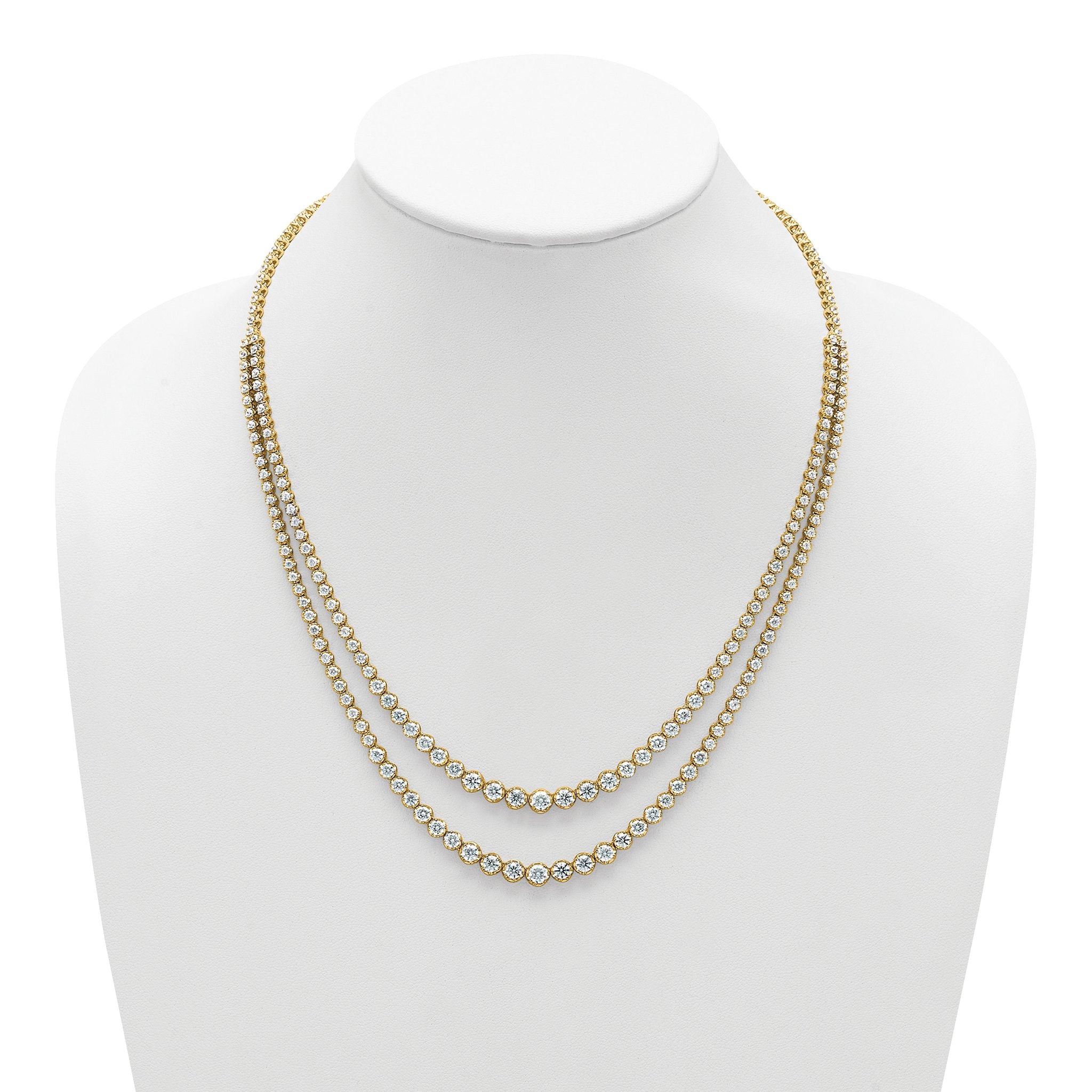 14k 15 1/2 carat Lab Grown Diamond VS+ F+ Complete 20 inch Graduated Layered Tennis Necklace