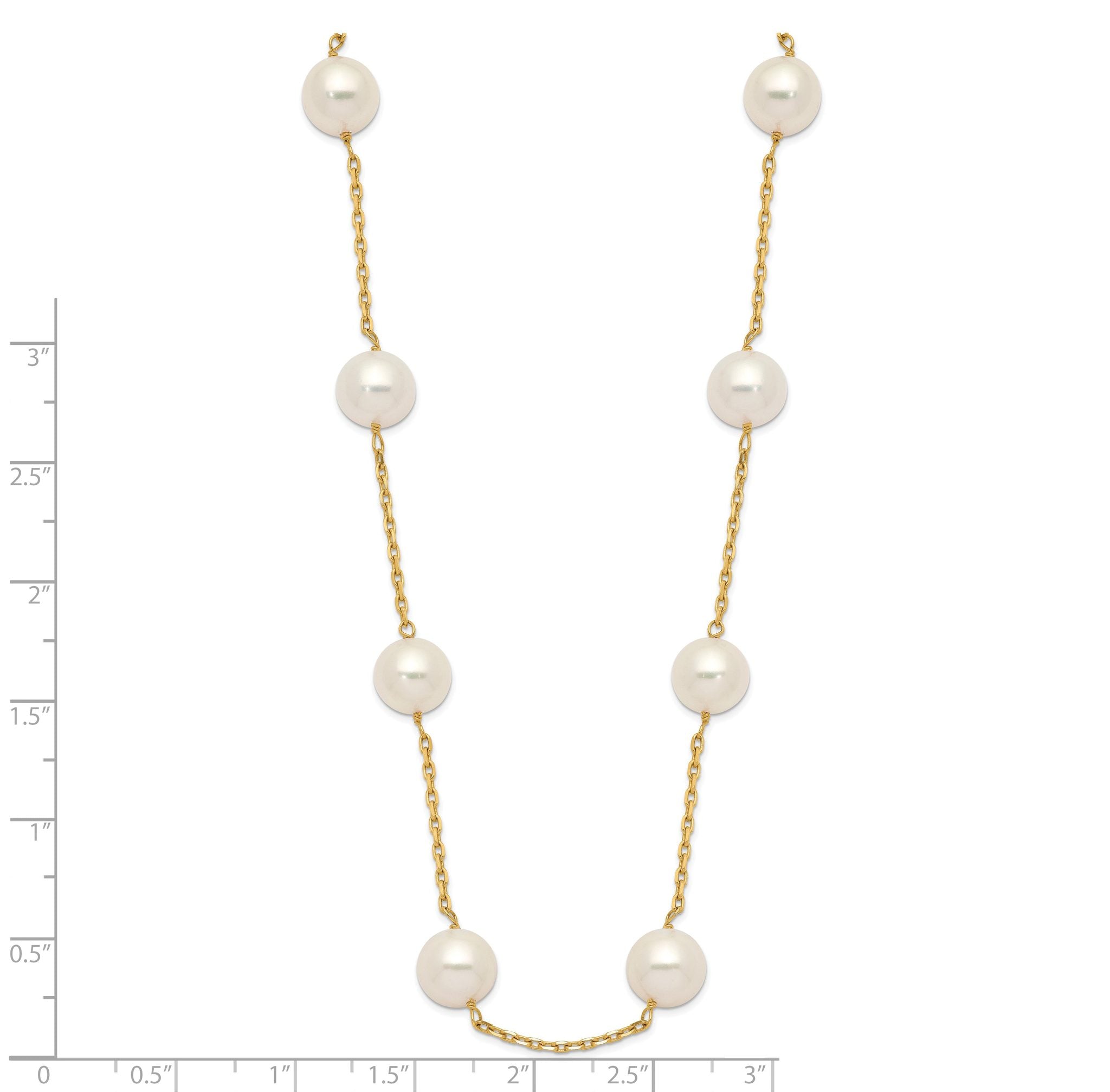 14K Gold Freshwater Pearl Necklace with Elegant 14-Station Design Secondary image