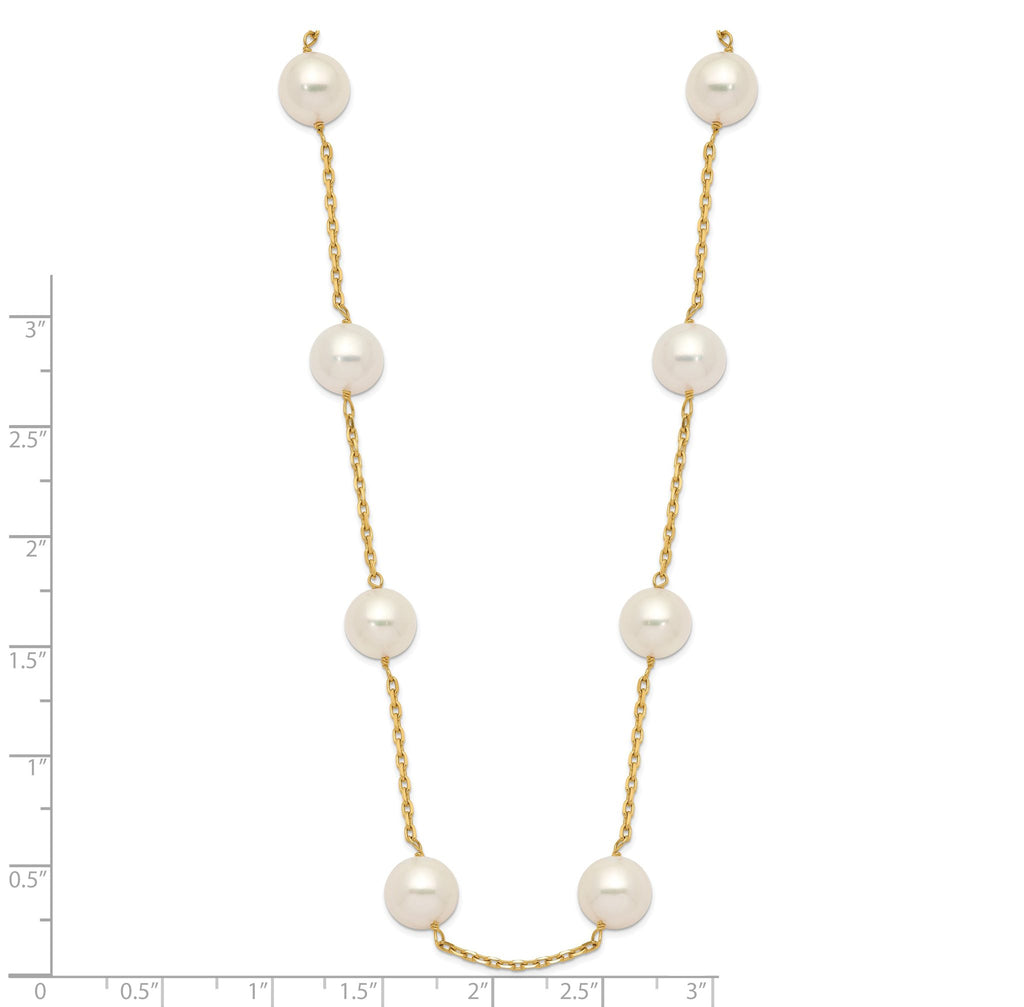 14K Gold Freshwater Pearl Necklace with Elegant 14-Station Design