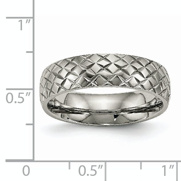 Polished & Textured Wedding Band in Titanium, 6mm