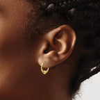14K Gold Endless Hoop Earrings with Polished Bead Elegant Women's Jewelry