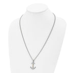 Stainless Steel Polished w/14k Accent Anchor 24in Necklace