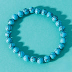 8mm Blue Turquoise Agate Beaded Stretch Bracelet