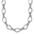 14K White Gold Fancy Link Necklace with Polished Rhodium Finish