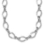 14K White Gold Fancy Link Necklace with Polished Rhodium Finish