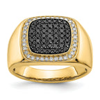 14k Black and White Diamond Mens Ring