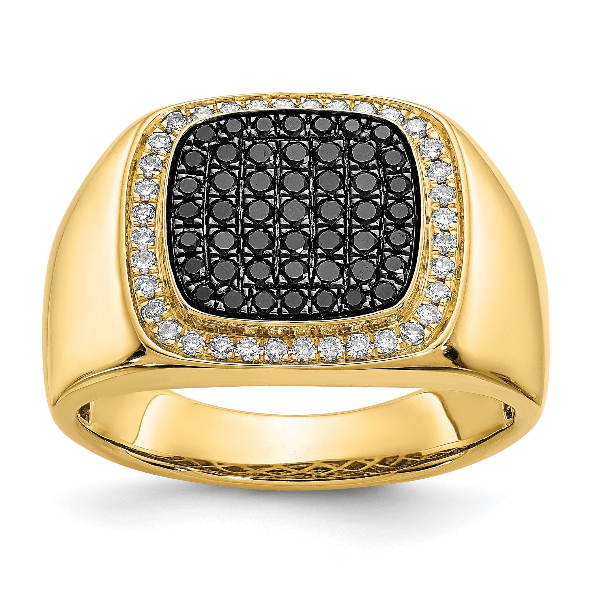 14k Black and White Diamond Mens Ring