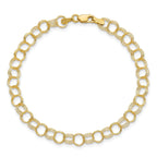 14k 6mm Solid Triple Link 7 inch Charm Bracelet