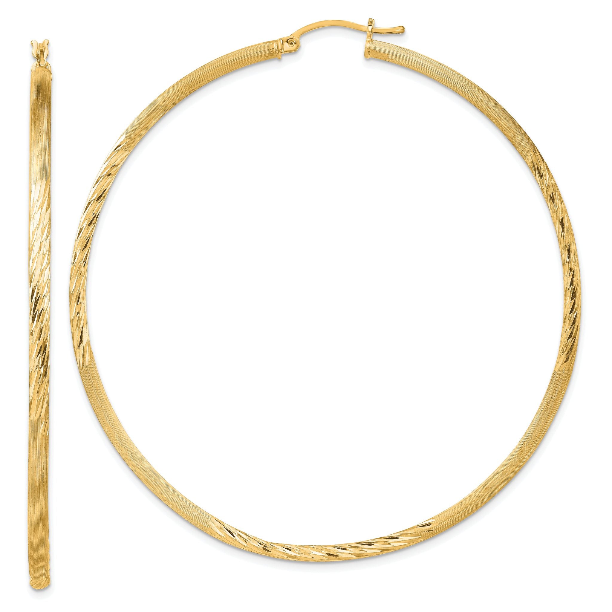 Sterling Silver Flash Gold-plated 2.5mm Polished/Satin D/C Hoop Earrings Main image