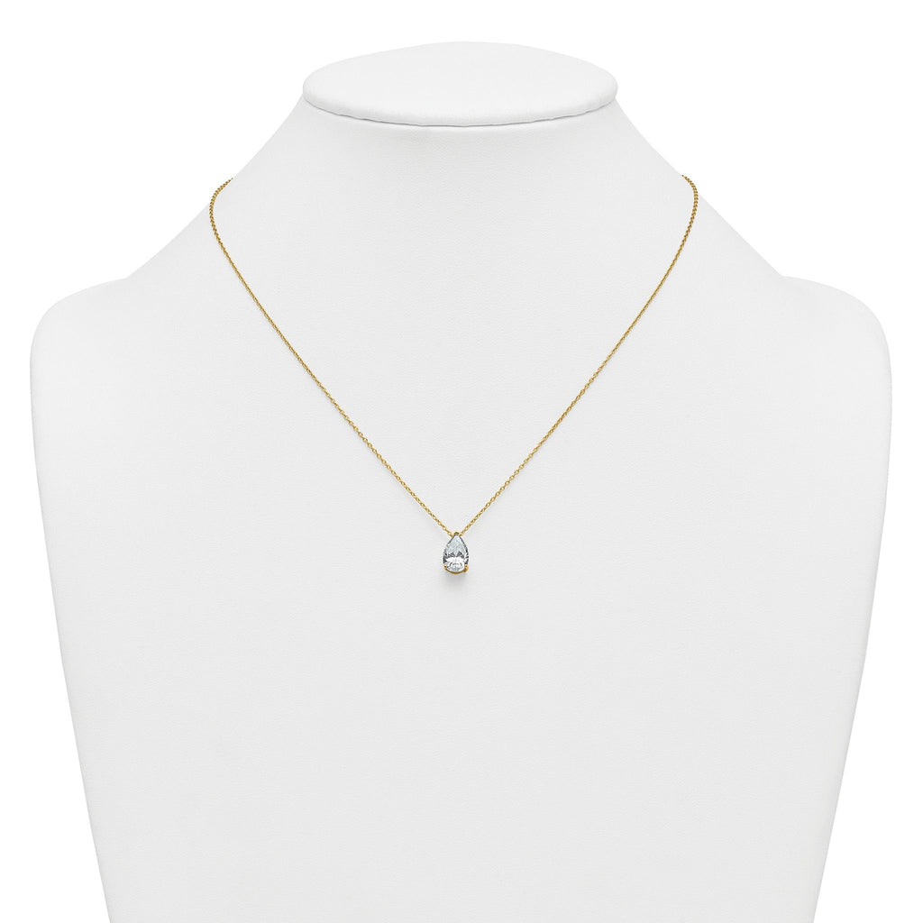 14k 2 carat Certified Lab Grown Diamond VS+ F+ Pear Complete 18 inch Four Prong Pendant Necklace