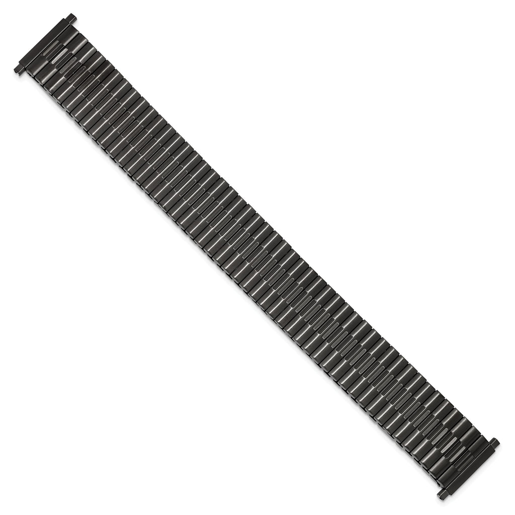 Mens Long 20-24mm Gun Metal IP-plated Stainless Steel 7.5 inch Expansion Watch Band