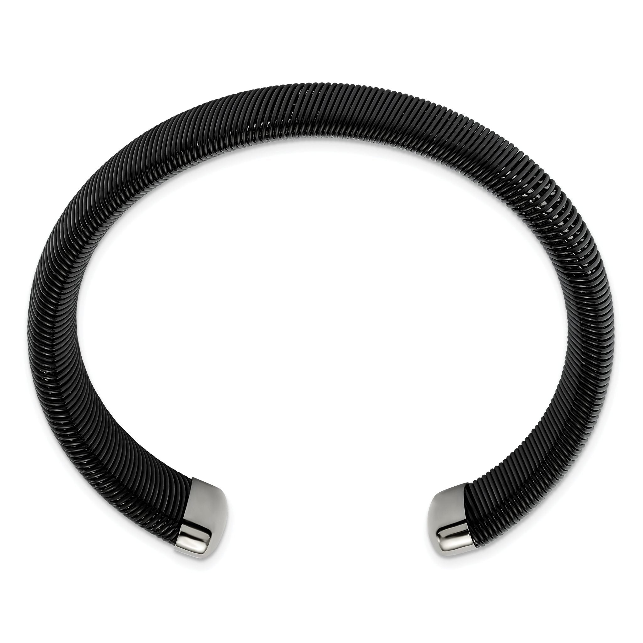 Stainless Steel Polished Black IP-plated Wire 18mm Cuff Bangle Bracelet Secondary image