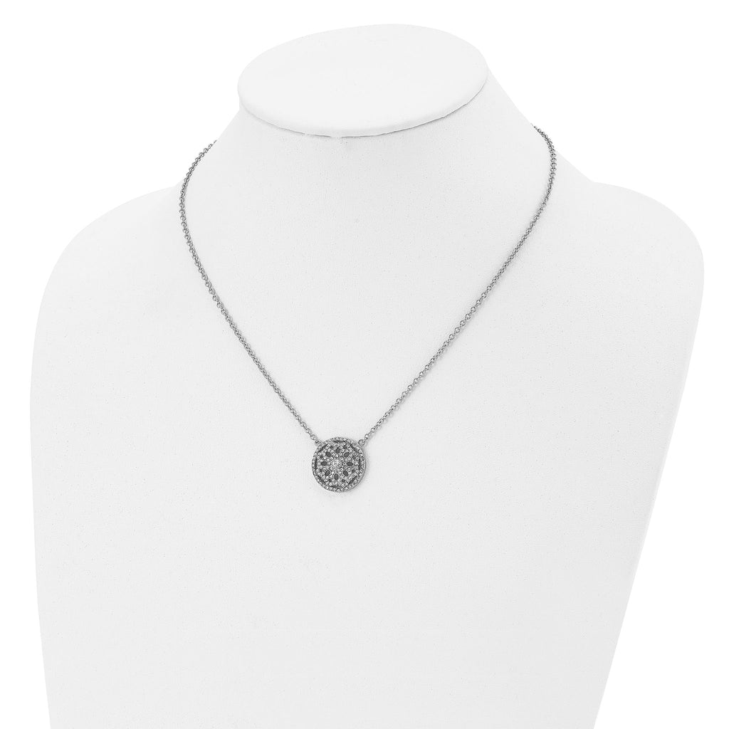 CZ Flower Necklace in Stainless Steel, 18in