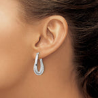 Sterling Silver Rhodium-plated Polished Double Oval Hoop Earrings