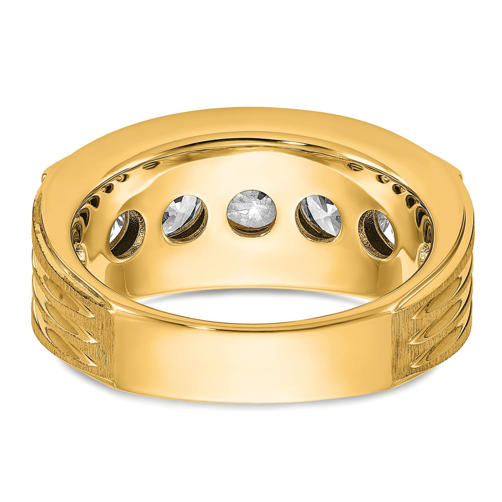 True Origin 14k 3 1/2 carat Lab Grown Diamond VS+ F+ Five Stone Complete Polished Brushed and Groove