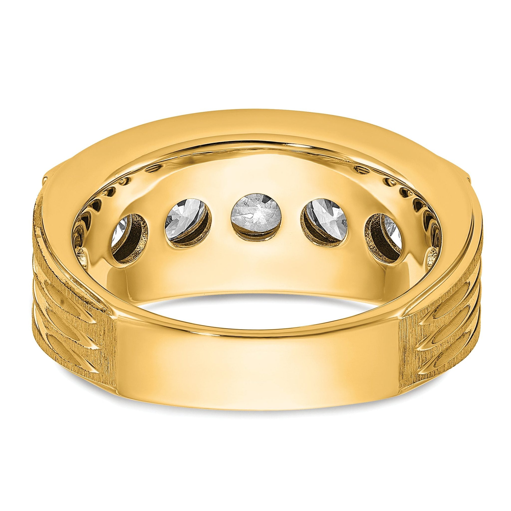 True Origin 14k 3 1/2 carat Lab Grown Diamond VS+ F+ Five Stone Complete Polished Brushed and Groove