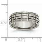 Notched & Grooved Wedding Band in Titanium, 8mm