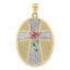 14K w/ Rhodium Enamel Rose Serenity Prayer Oval Disc Charm