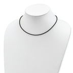 Sterling Silver 16 inch 2mm Black Twisted Rubber Necklace