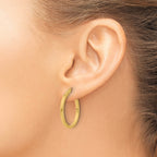 14K Polished with Pattern Hoop Earrings
