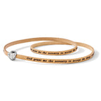 AMEN Stainless Steel Serenity Prayer Tan Leather Wrap with Magnetic Clasp 22.25 Inch Bracelet