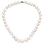 Sterling Silver Rhodium-plated 11-12mm White Near-Round Freshwater Cultured Pearl 18 inch Necklace