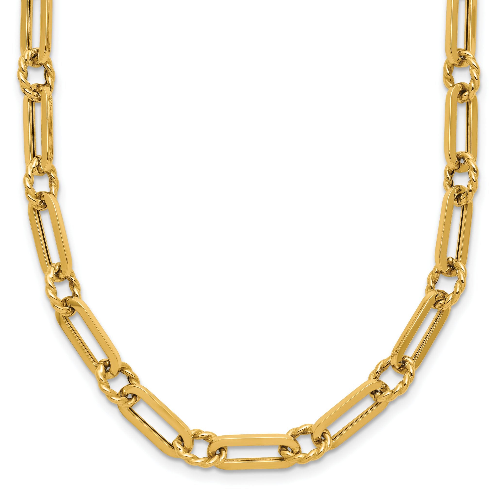 14K Polished and Twisted Fancy Link Toggle Necklace Main image