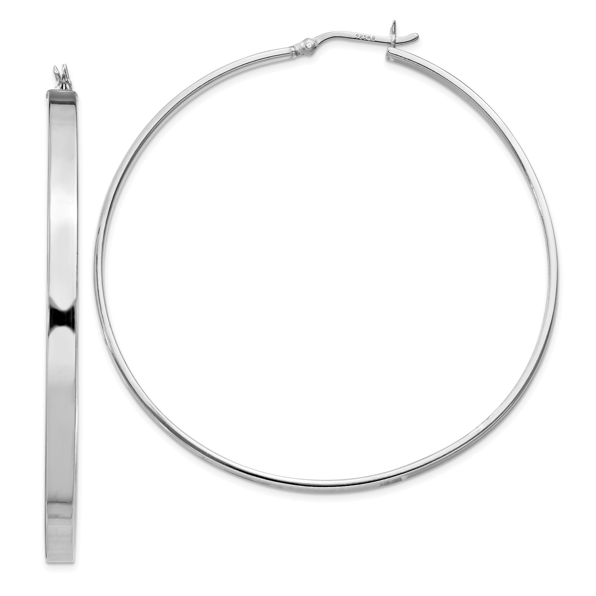 Sterling Silver Rhodium-plated 3.5x60mm Hoop Earrings Main image