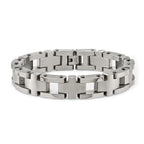 Stainless Steel Brushed and Polished Open Cross Link Bracelet for Men