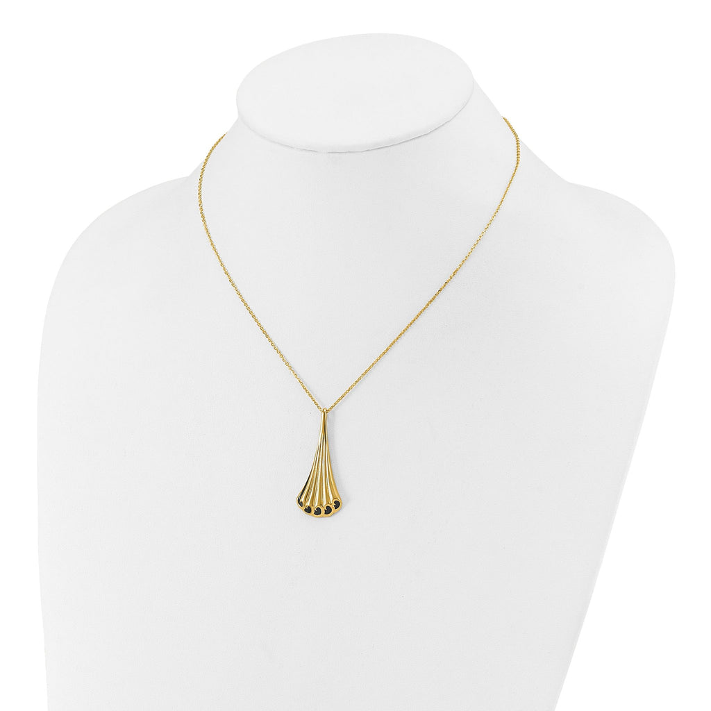14K w/Black Enamel Polished Fancy w/1.25in ext. Necklace