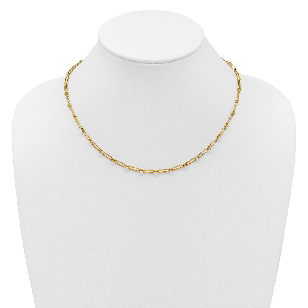14k Polished 3.75mm Paperclip and Round Link 18 inch Necklace