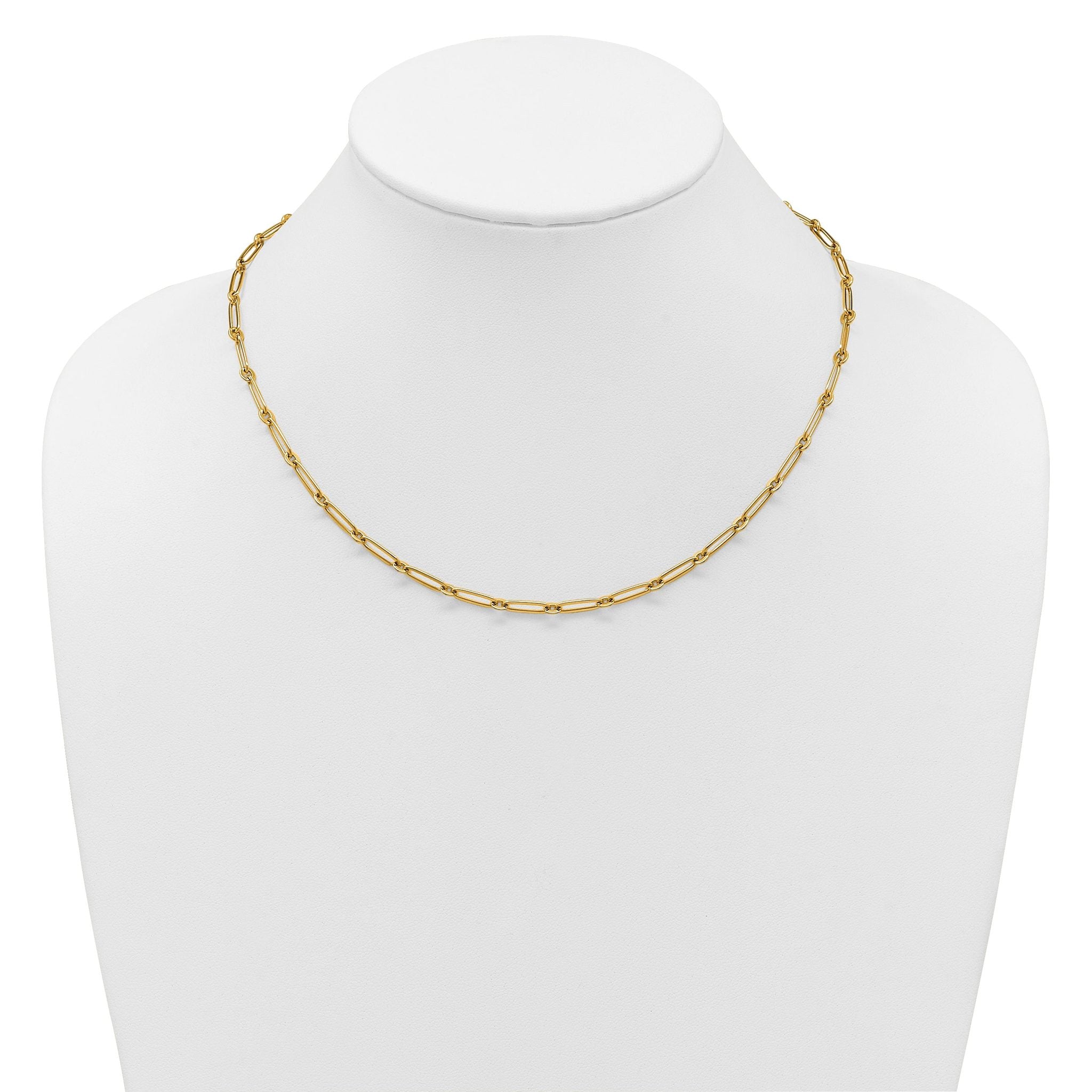 14k Polished 3.75mm Paperclip and Round Link 18 inch Necklace