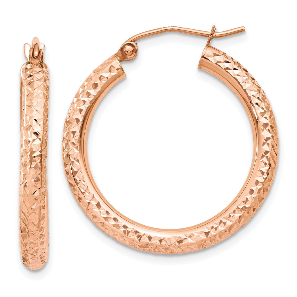 Sophia Jewelers 14K Rose Gold Diamond-Cut Hoop Earrings for Women