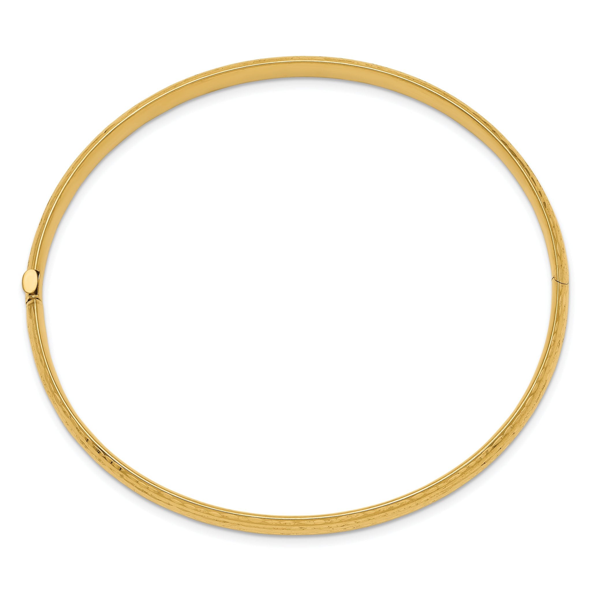 14K Gold Diamond-Cut Polished Hinged Bangle Bracelet for Women Secondary image