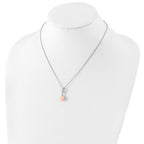 Sterling Silver Rhod-plat 8-9mm Pink FWC Pearl CZ Necklace