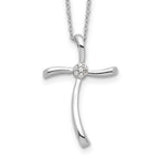Sophia Jewelers 925 Sterling Silver Diamond Cross Necklace Polished Rhodium-Plated