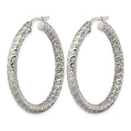 Stainless Steel Polished Textured Hoop Earrings for Women