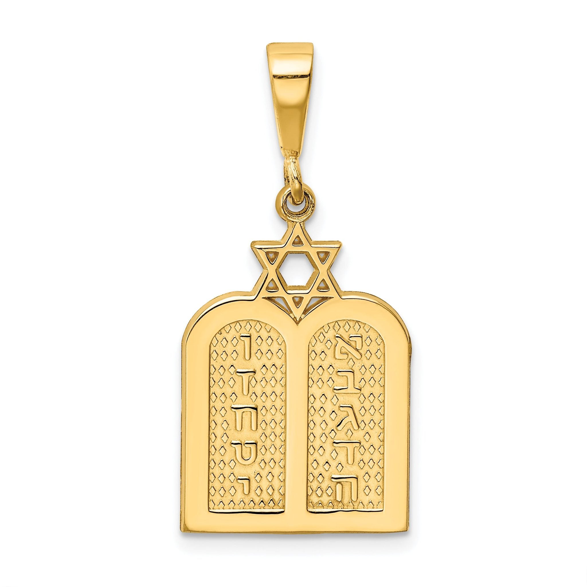 14K Gold Commandments Pendant with Star of David Elegant Symbol of Faith