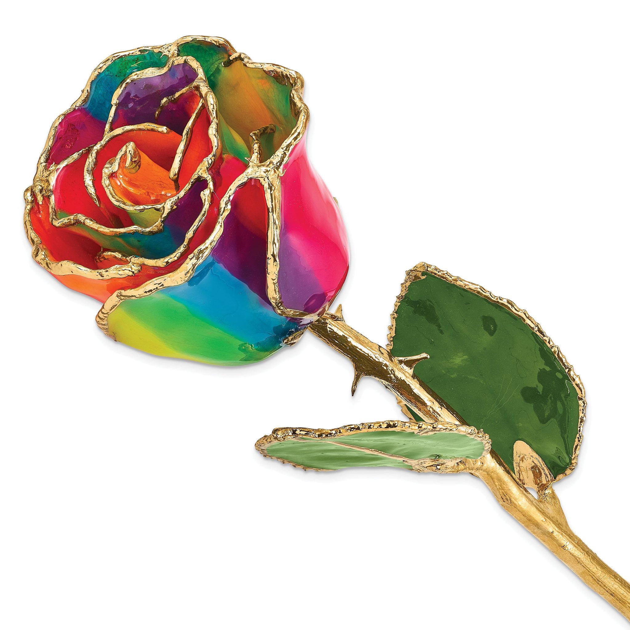 Lacquer Dipped Gold Trimmed Paradise Neon Tie Dyed Real Rose Main image