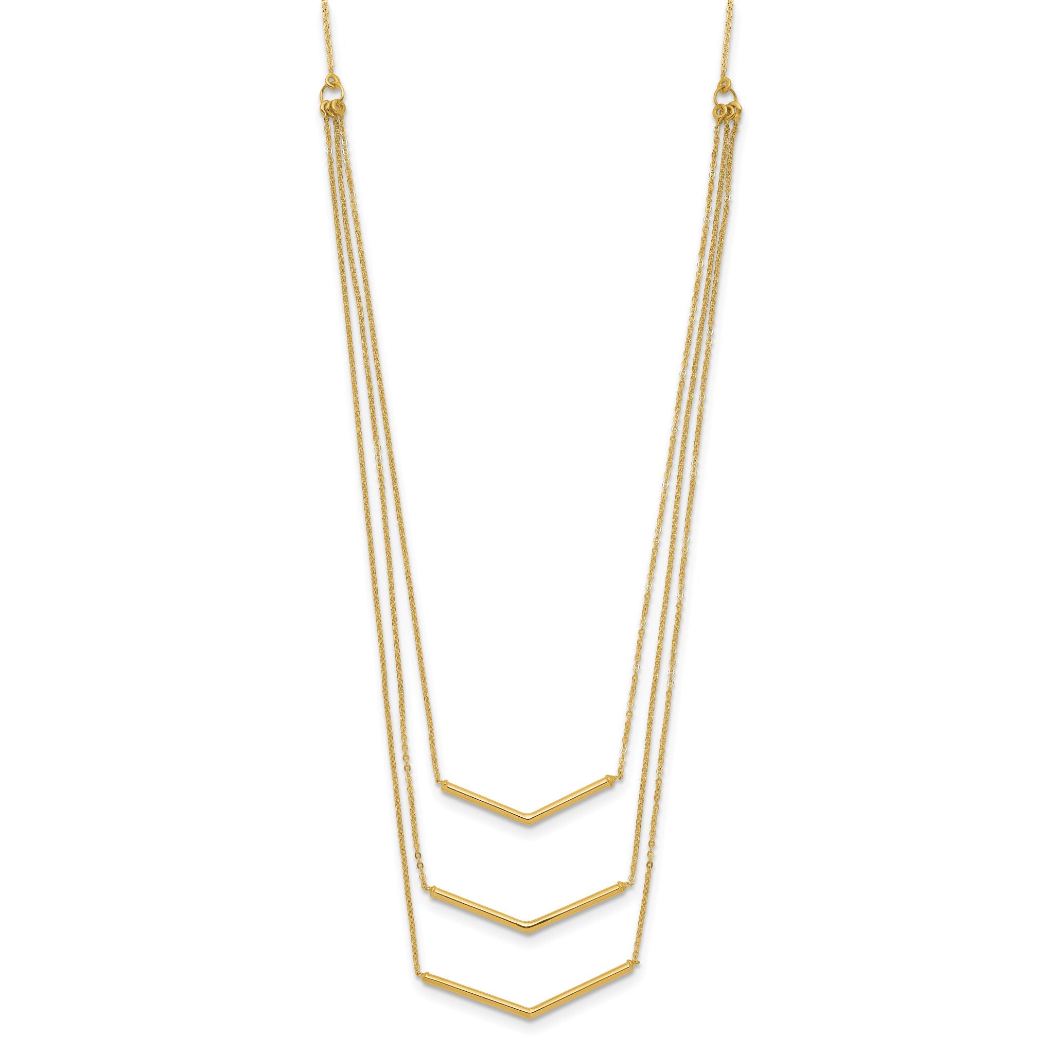 14K Gold Multi-Strand Bar Necklace with Adjustable Polished Elegance Secondary image