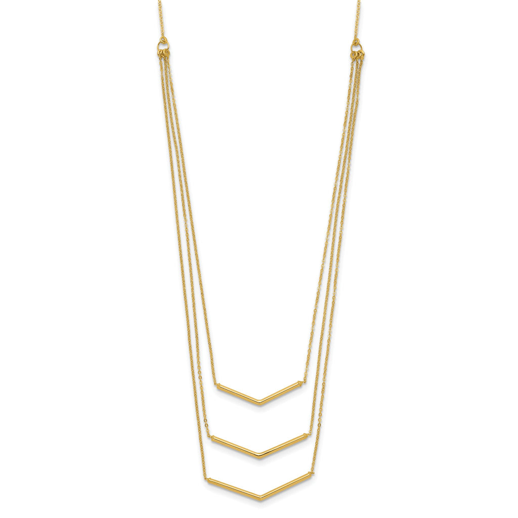 14K Gold Multi-Strand Bar Necklace with Adjustable Polished Elegance
