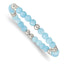 Stainless Steel Polished 6mm Blue Quartz Beaded Stretch Bracelet for Women