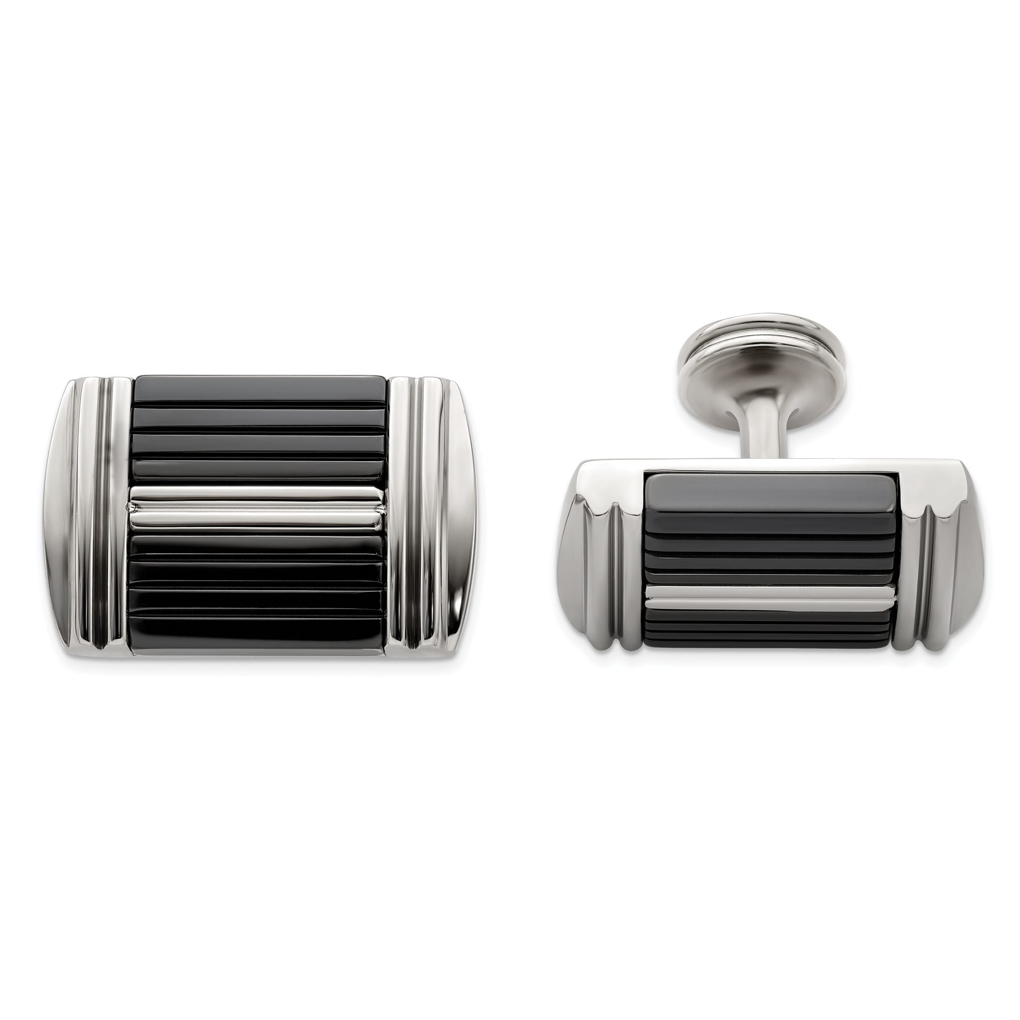 Black Titanium & Stainless Steel Cuff Links by Edward Mirell