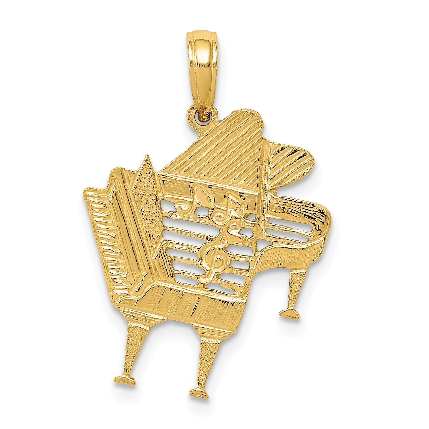 14K Gold Piano Pendant with Polished Finish and Textured Design Main image