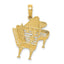 14K Gold Piano Pendant with Polished Finish and Textured Design