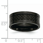 Carbon Fiber Inlay Wedding Band in Black Titanium, 9mm