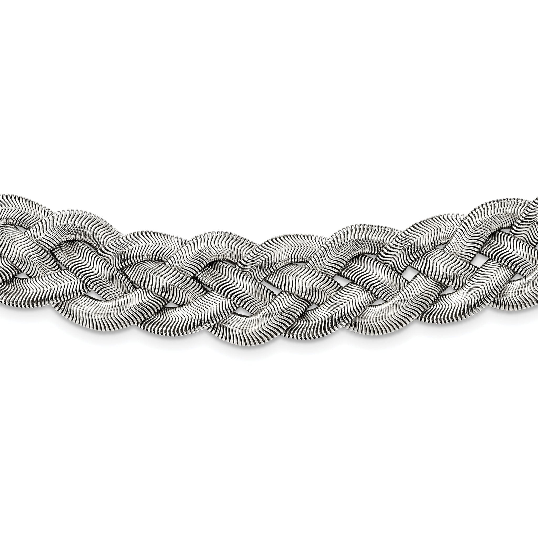 Braided Mesh Necklace in Stainless Steel, 16in