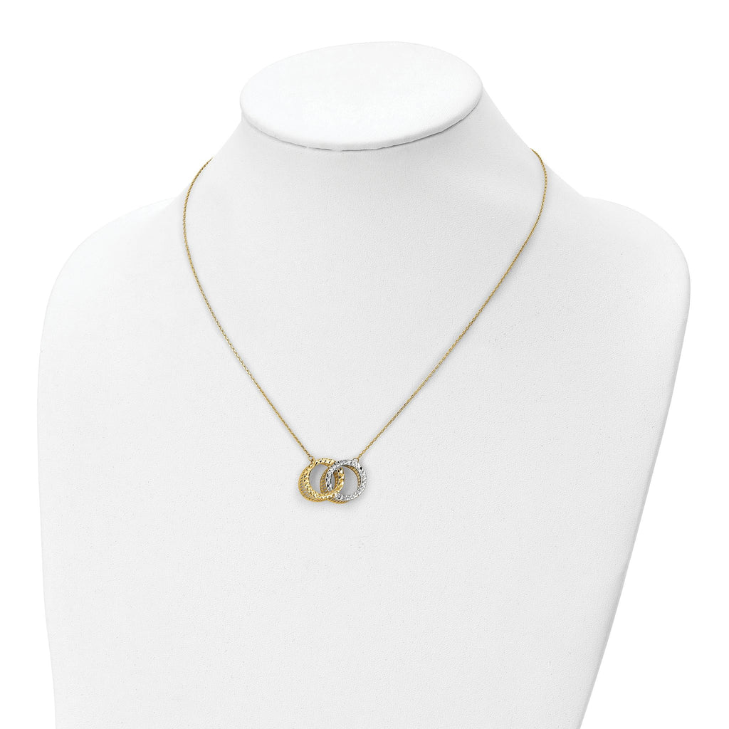 10K Rhodium-plated Polished Diamond Cut Necklace